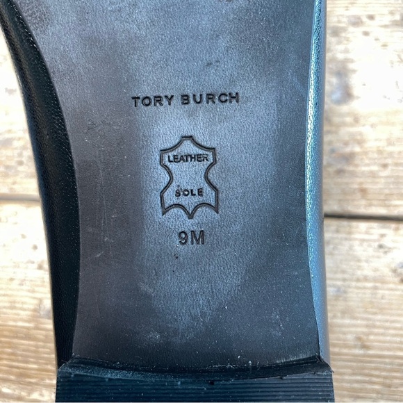 Tory Burch Black Leather Cap-Toe Ballet Flats 9M Quiet Luxury Classic - Picture 4 of 12